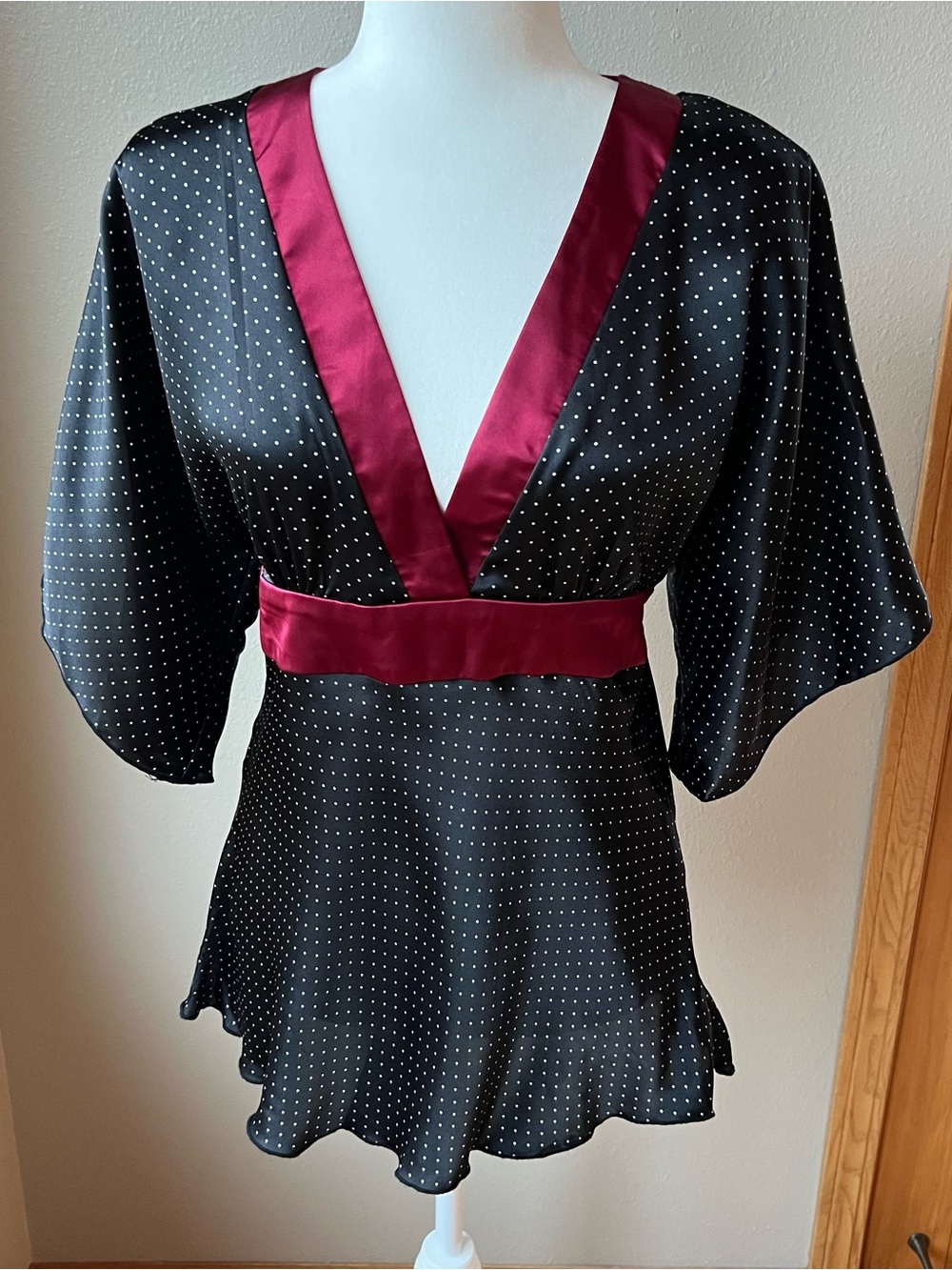 Vintage Y2K Rampage Babydoll Kimono Top Junior L Black Whimsigoth Fairy Flowy